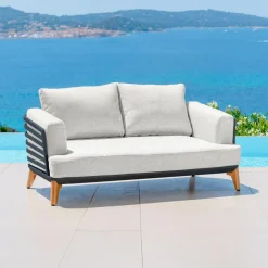 Salon De Jardin|MOBELLIA Salon de jardin aluminium 4 places 5 pcs Monte Carlo Gris anthracite et gris clair Anthracite - Gris Clair