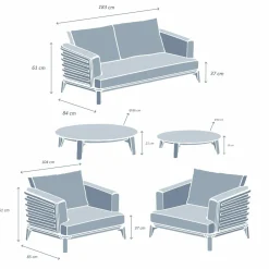 Salon De Jardin|MOBELLIA Salon de jardin aluminium 4 places 5 pcs Monte Carlo Gris anthracite et gris clair Anthracite - Gris Clair