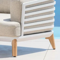 Salon De Jardin|MOBELLIA Salon de jardin aluminium 5 places 5 pcs Monte Carlo Blanc et taupe Blanc - Taupe