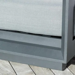 Salon De Jardin|MOBELLIA Salon de jardin d'angle aluminium 5 places Elba Gris Anthracite