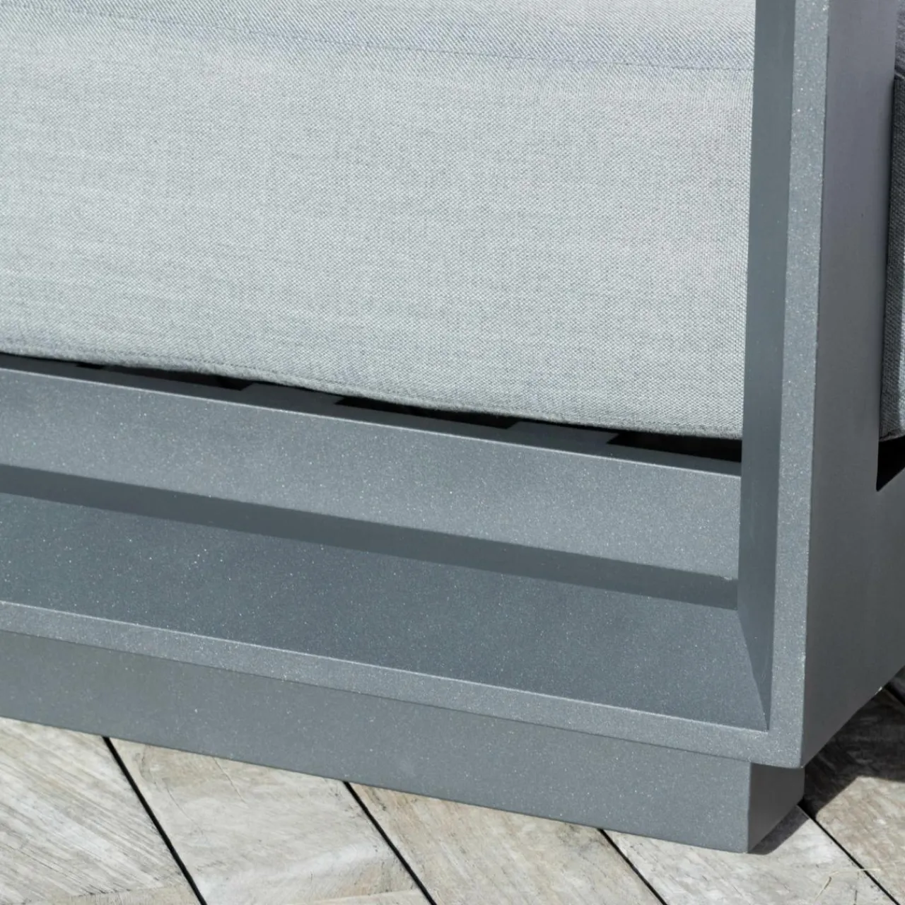 Salon De Jardin|MOBELLIA Salon de jardin d'angle aluminium 5 places Elba Gris Anthracite