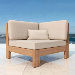 Salon De Jardin|MOBELLIA Salon de jardin d'angle en bois d'acacia 6 places 5 pcs Borneo Sable