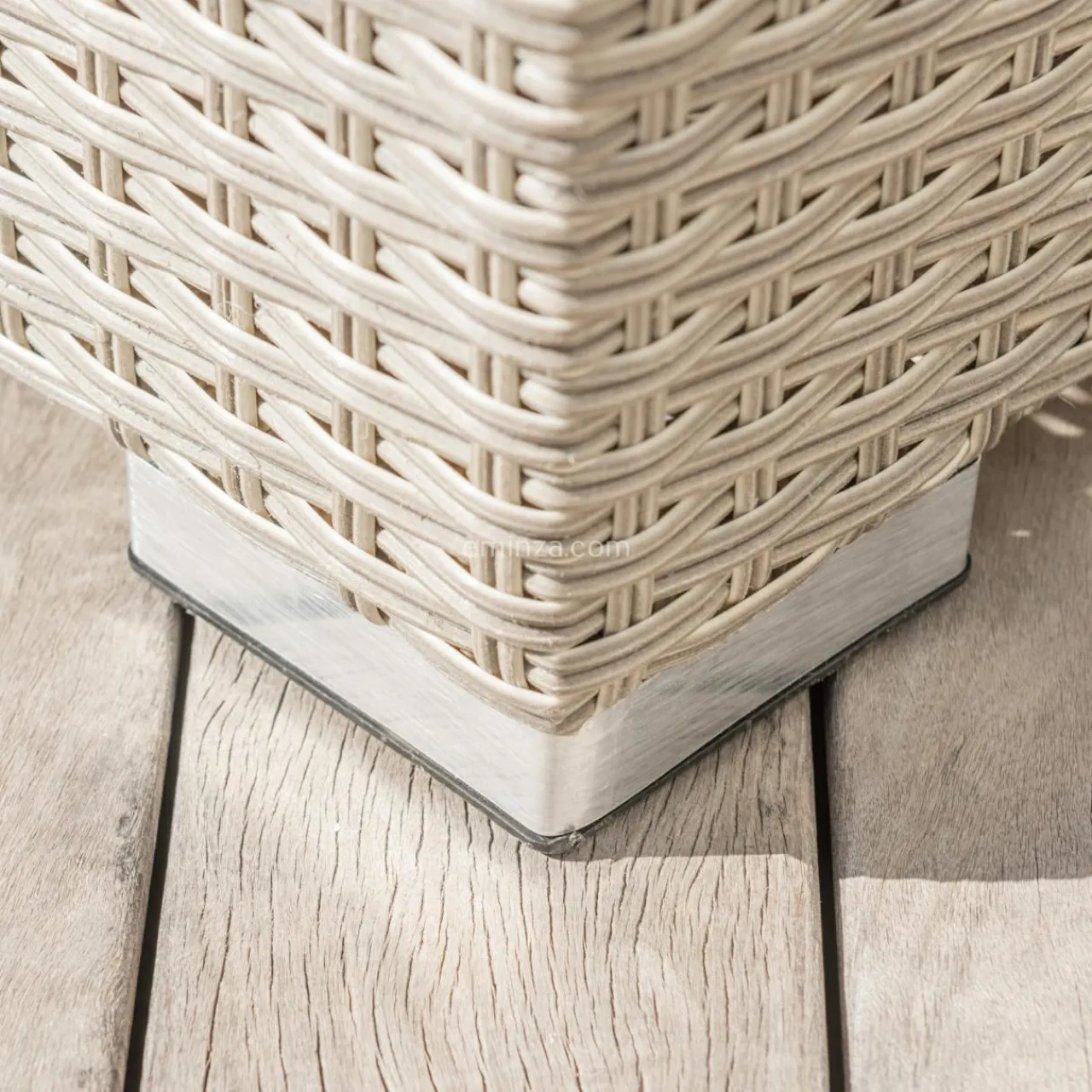 Salon De Jardin|MOBELLIA Salon de jardin d'angle en résine tressée 5 places Palma Gris Tresse Gris - Gris