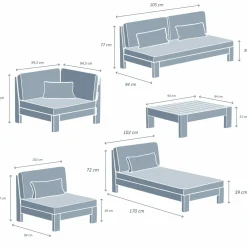 Salon De Jardin|MOBELLIA Salon de jardin d'angle en bois d'acacia 5 places 5 pcs Borneo Sable