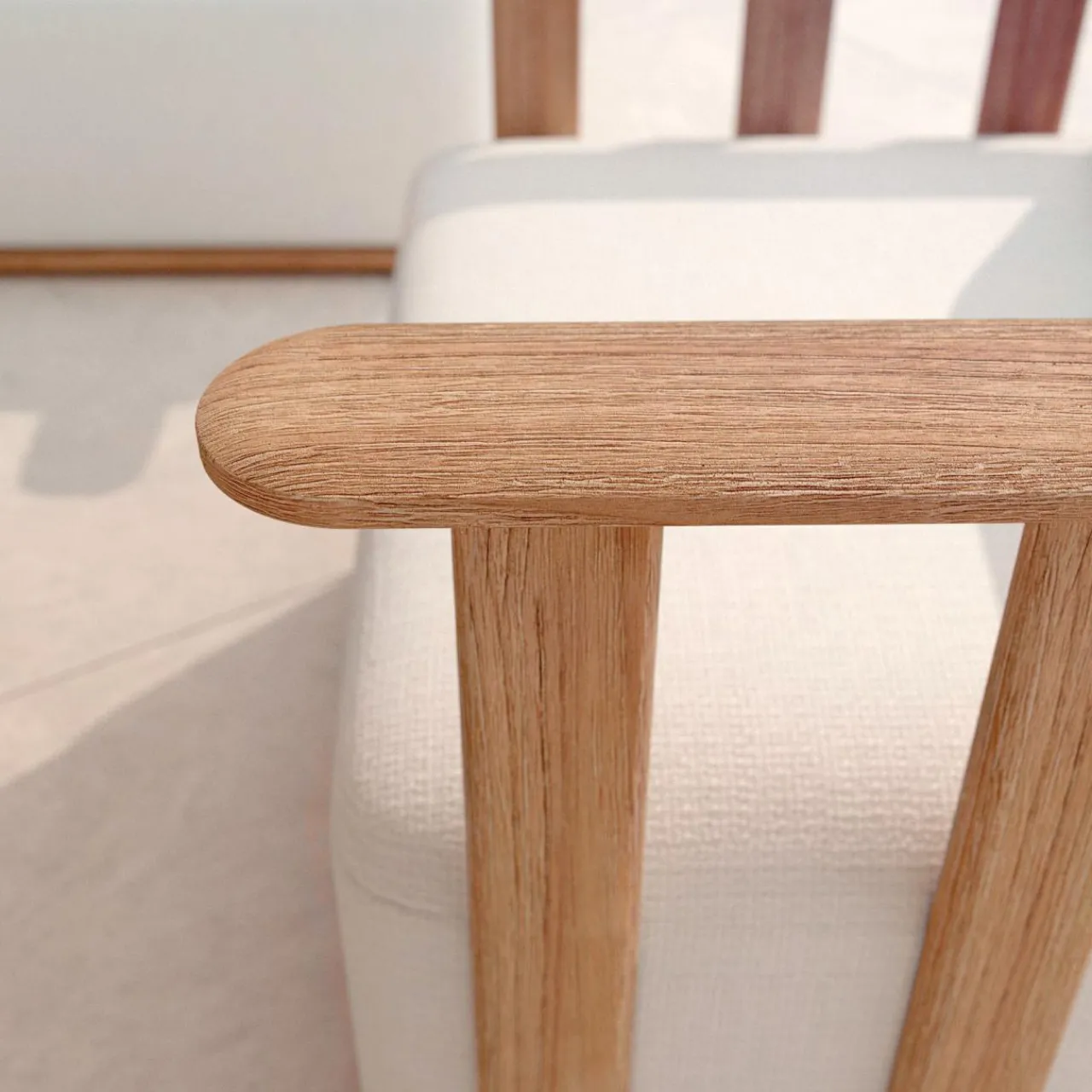 Salon De Jardin|MOBELLIA Salon de jardin d'angle en bois teck 6 places Java Ecru