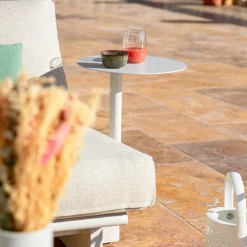 Salon De Jardin|MOBELLIA Salon de jardin en aluminium 7 places Long Beach Blanc