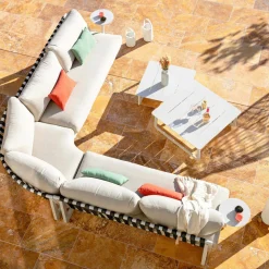 Salon De Jardin|MOBELLIA Salon de jardin en aluminium 7 places Long Beach Blanc