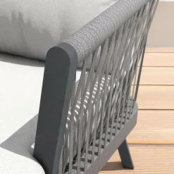 Salon De Jardin|MOBELLIA Salon de jardin en aluminium 7 places 5 pcs Amalfi Gris anthracite et gris clair Anthracite - Gris Clair