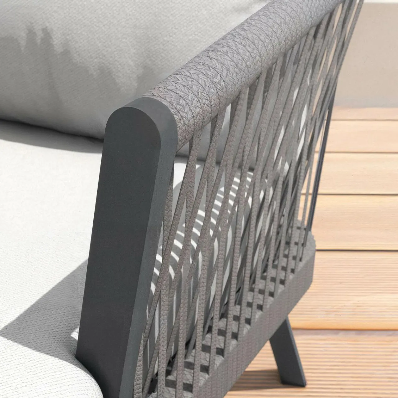 Salon De Balcon|Salon De Jardin|MOBELLIA Salon de jardin en aluminium 2 places 3 pcs Amalfi Gris anthracite et gris clair Anthracite - Gris Clair