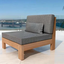 Salon De Balcon|Salon De Jardin|MOBELLIA Salon de jardin en bois d'acacia 2 places 3 pcs Borneo Gris Anthracite