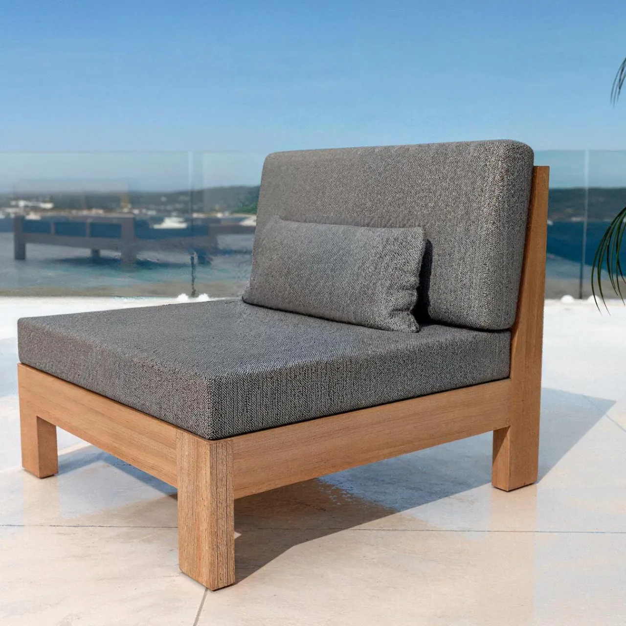 Salon De Balcon|Salon De Jardin|MOBELLIA Salon de jardin en bois d'acacia 2 places 3 pcs Borneo Gris Anthracite