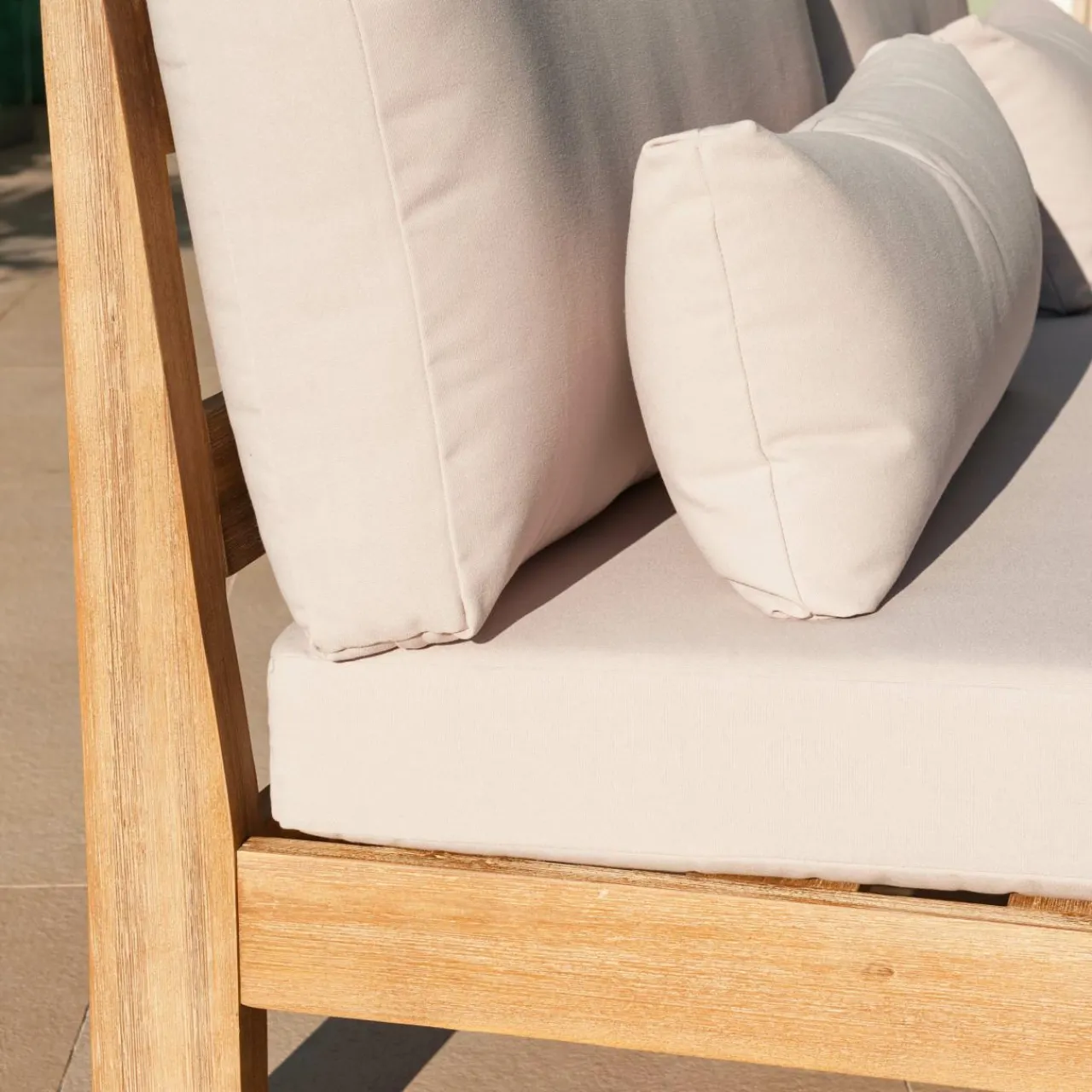 Salon De Balcon|Salon De Jardin|MOBELLIA Salon de jardin en bois d'acacia 2 places 3 pcs Borneo Sable