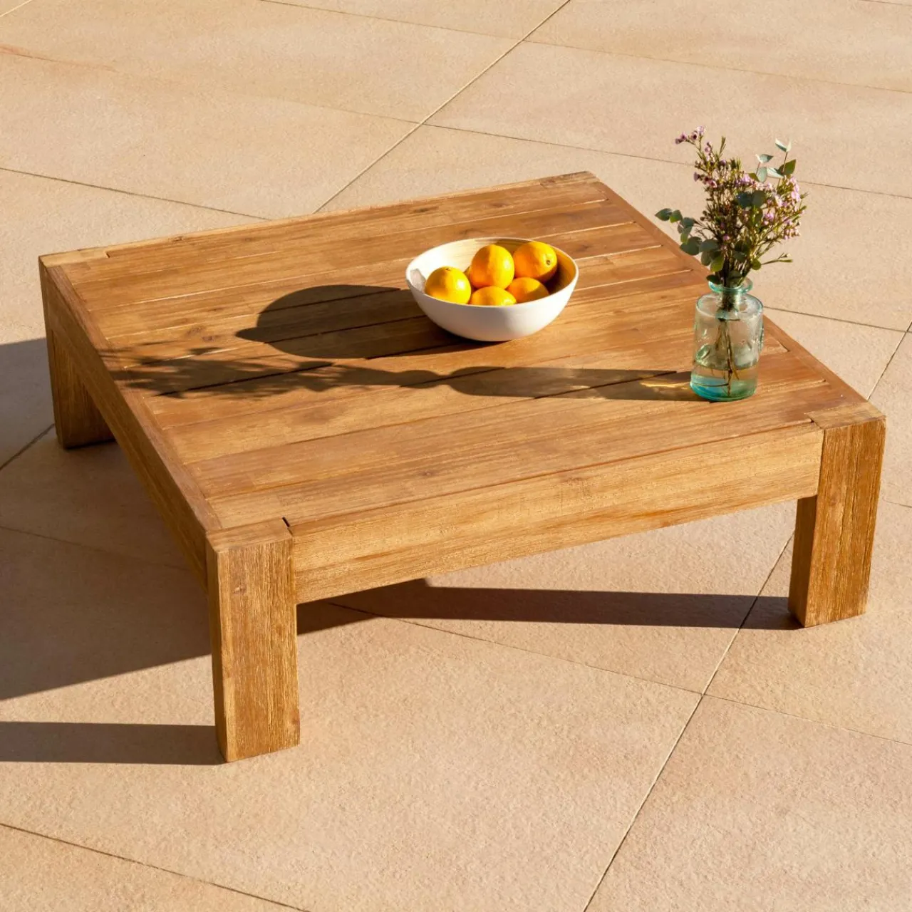 Salon De Balcon|Salon De Jardin|MOBELLIA Salon de jardin en bois d'acacia 2 places 3 pcs Borneo Sable