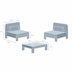 Salon De Balcon|Salon De Jardin|MOBELLIA Salon de jardin en bois d'acacia 2 places 3 pcs Borneo Sable