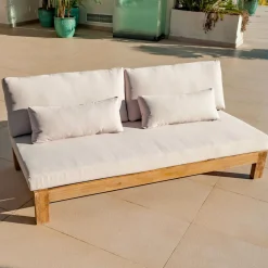 Salon De Jardin|MOBELLIA Salon de jardin en bois d'acacia 8 places 5 pcs Borneo Sable