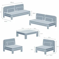 Salon De Jardin|MOBELLIA Salon de jardin en bois d'acacia 8 places 5 pcs Borneo Sable