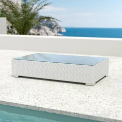 Salon De Jardin|MOBELLIA Salon de jardin en résine tressée 5 places 6 pcs Palma Blanc et gris Tresse Blanc - Gris