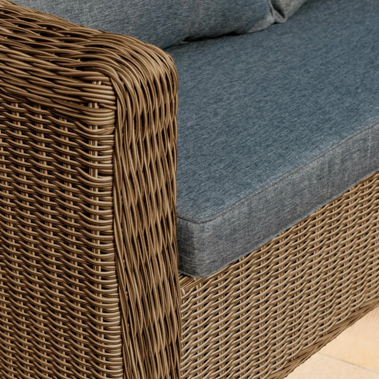 Salon De Jardin|MOBELLIA Salon de jardin en résine tressée 7 places 5 pcs Calvi Sepia et gris foncé Tressé Sepia - Anthracite