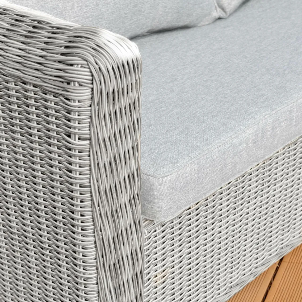 Salon De Jardin|MOBELLIA Salon de jardin en résine tressée 4 places 4 pcs Calvi Gris et gris clair Tressé Gris - Gris clair