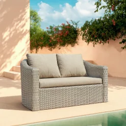 Salon De Jardin|MOBELLIA Salon de jardin en résine tressée 7 places 5 pcs Calvi Gris et taupe Tressé Gris - Taupe