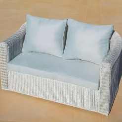 Salon De Jardin|MOBELLIA Salon de jardin en résine tressée 4 places 4 pcs Calvi Blanc et gris clair Tressé Blanc - Gris clair