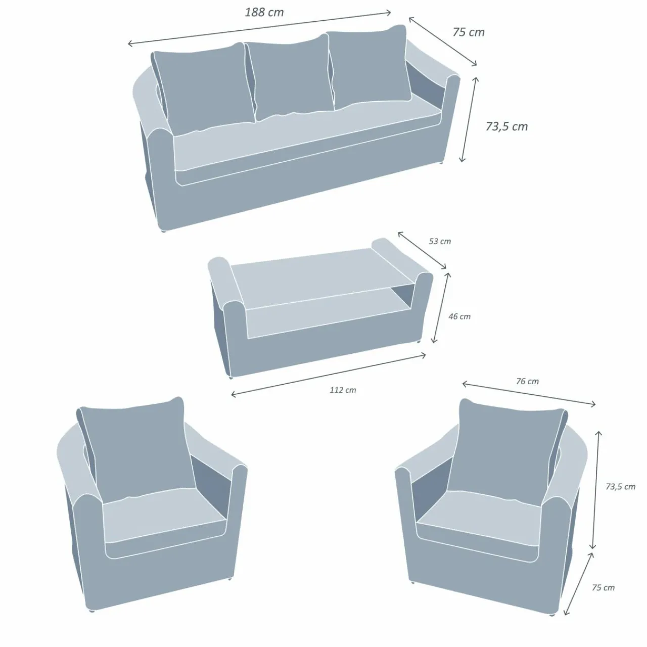 Salon De Jardin|MOBELLIA Salon de jardin en résine tressée 5 places 4 pcs Calvi Gris et gris foncé Tressé Gris - Anthracite