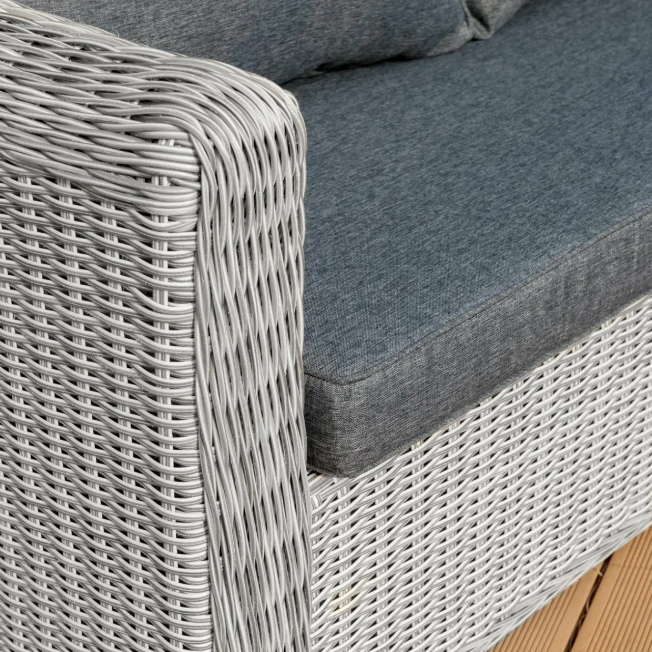 Salon De Jardin|MOBELLIA Salon de jardin en résine tressée 5 places 4 pcs Calvi Gris et gris foncé Tressé Gris - Anthracite