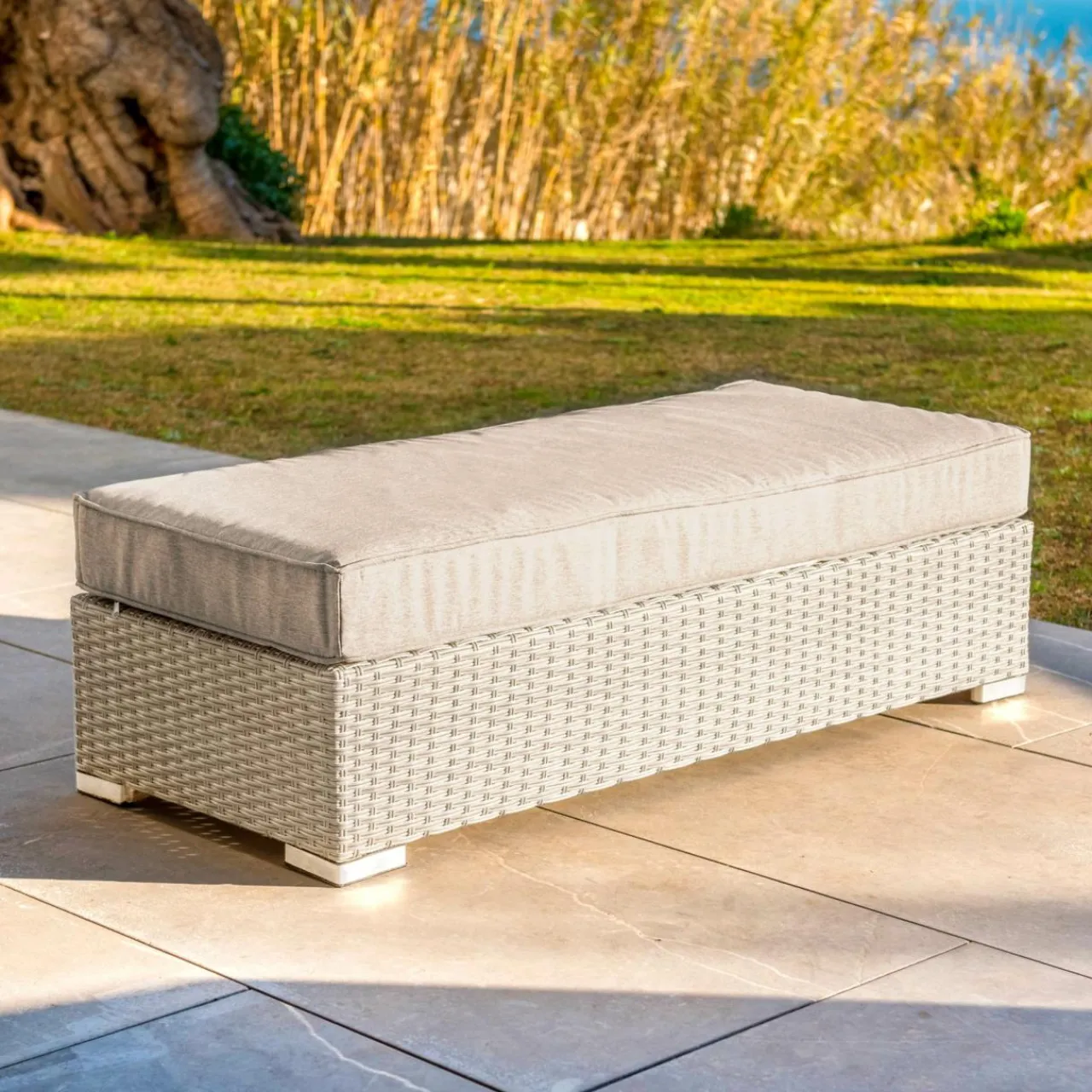 Salon De Jardin|MOBELLIA Salon de jardin en résine tressée 9 places 9 pcs Palma Gris et taupe Tressé Gris - Taupe