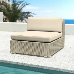 Salon De Jardin|MOBELLIA Salon de jardin en résine tressée 4 places 5 pcs Palma Gris et beige Tresse Gris - Beige