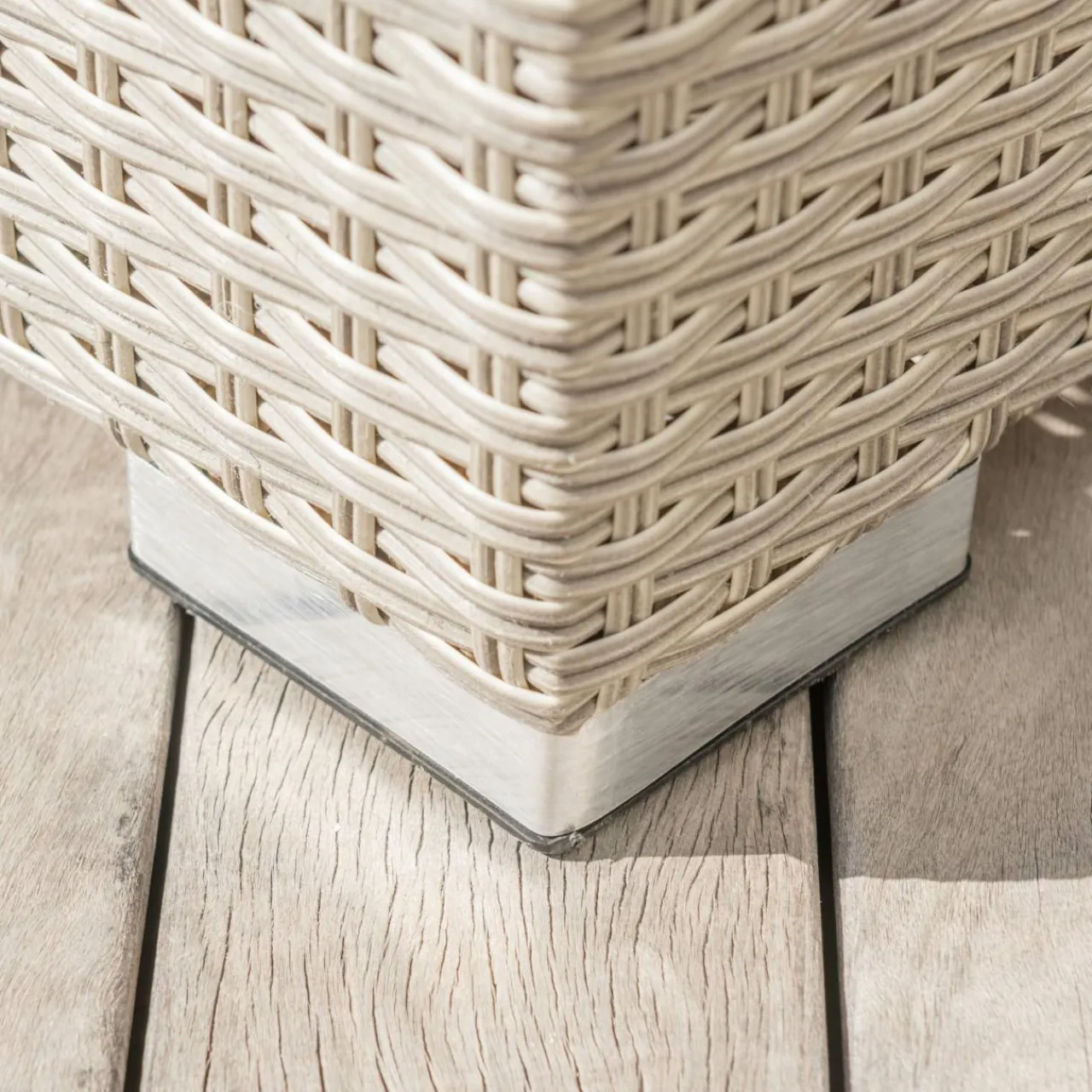 Salon De Jardin|MOBELLIA Salon de jardin en résine tressée 4 places 5 pcs Palma Gris et beige Tresse Gris - Beige