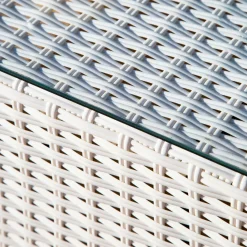 Salon De Jardin|MOBELLIA Salon de jardin en résine tressée 5 places 6 pcs Palma Blanc et beige Tresse Blanc - Beige