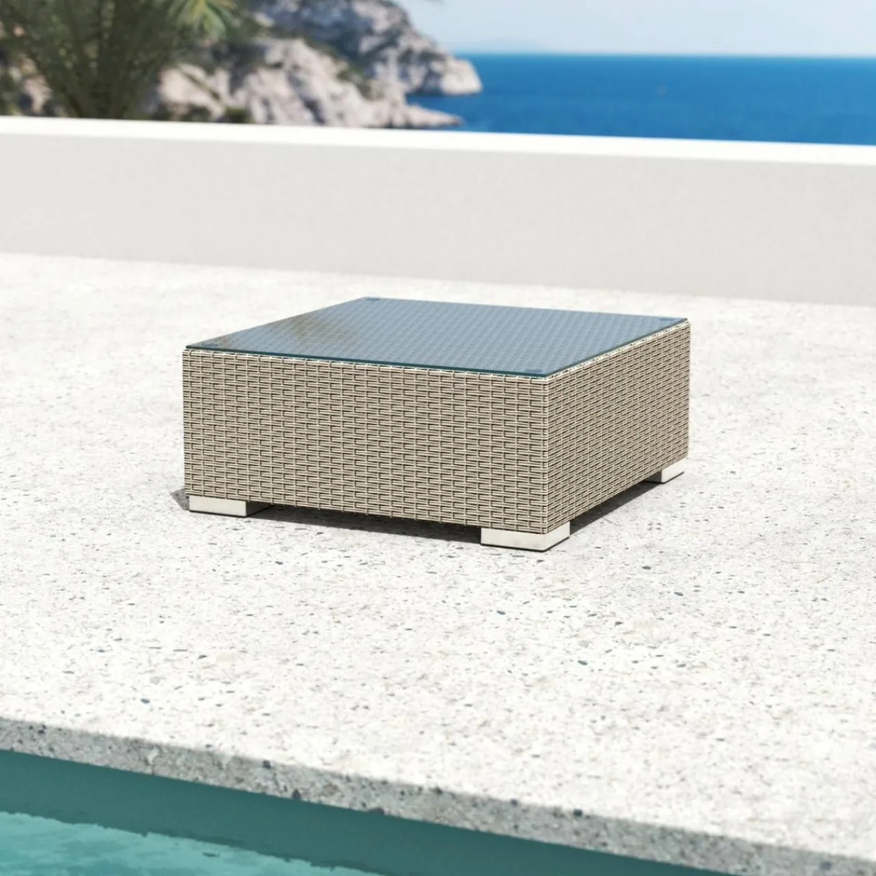 Salon De Balcon|Salon De Jardin|MOBELLIA Salon de jardin en résine tressée 2 places 3 pcs Palma Gris et taupe Tressé Gris - Taupe