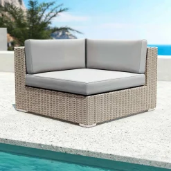 Salon De Jardin|MOBELLIA Salon de jardin en résine tressée 5 places 6 pcs Palma Gris Tresse Gris - Gris