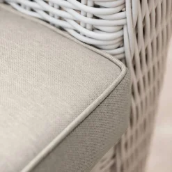 Salon De Jardin|MOBELLIA Salon de jardin en résine tressée 7 places 5 pcs Calvi Blanc et taupe Tressé Blanc - Taupe