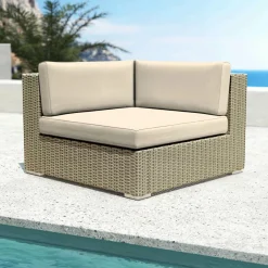 Salon De Jardin|MOBELLIA Salon de jardin en résine tressée 5 places 6 pcs Palma Gris et beige Tresse Gris - Beige