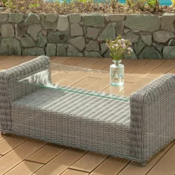 Salon De Jardin|MOBELLIA Salon de jardin en résine tressée 4 places 4 pcs Calvi Gris et gris foncé Tressé Gris - Anthracite