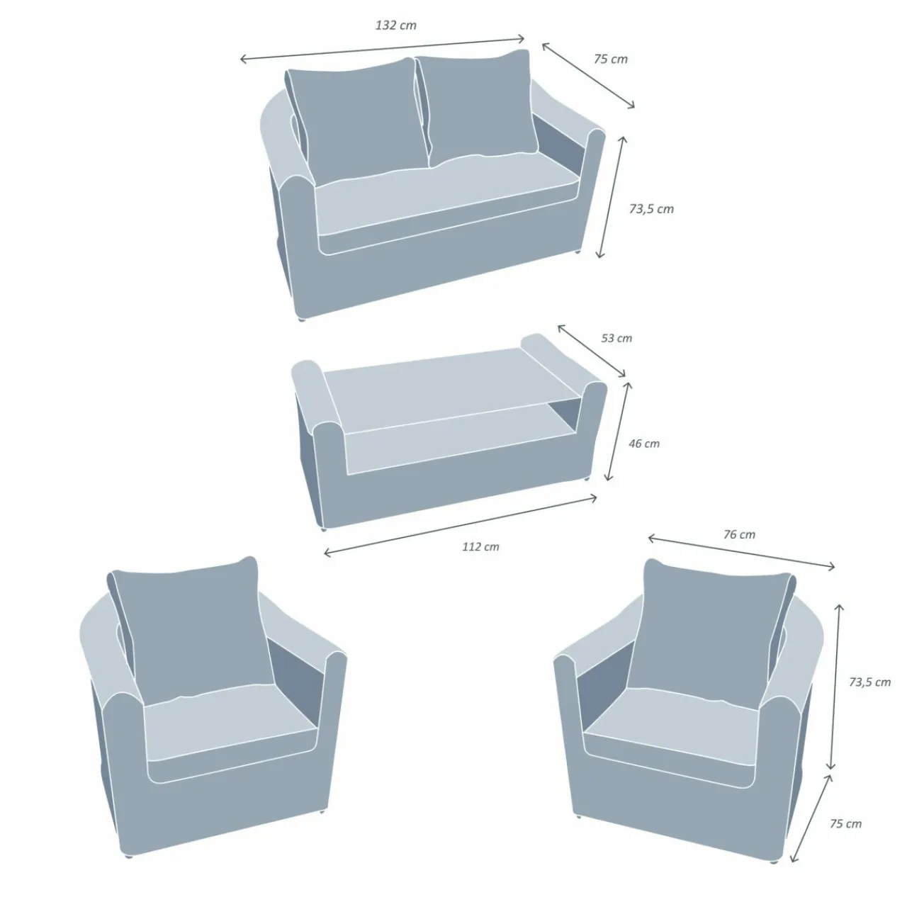 Salon De Jardin|MOBELLIA Salon de jardin en résine tressée 4 places 4 pcs Calvi Gris et gris foncé Tressé Gris - Anthracite