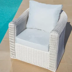 Salon De Jardin|MOBELLIA Salon de jardin en résine tressée 7 places 5 pcs Calvi Blanc et gris clair Tressé Blanc - Gris clair