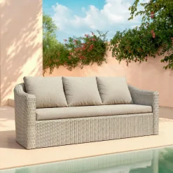 Salon De Jardin|MOBELLIA Salon de jardin en résine tressée 5 places 4 pcs Calvi Gris et taupe Tressé Gris - Taupe