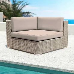 Salon De Jardin|MOBELLIA Salon de jardin en résine tressée 4 places 5 pcs Palma Gris et taupe Tressé Gris - Taupe