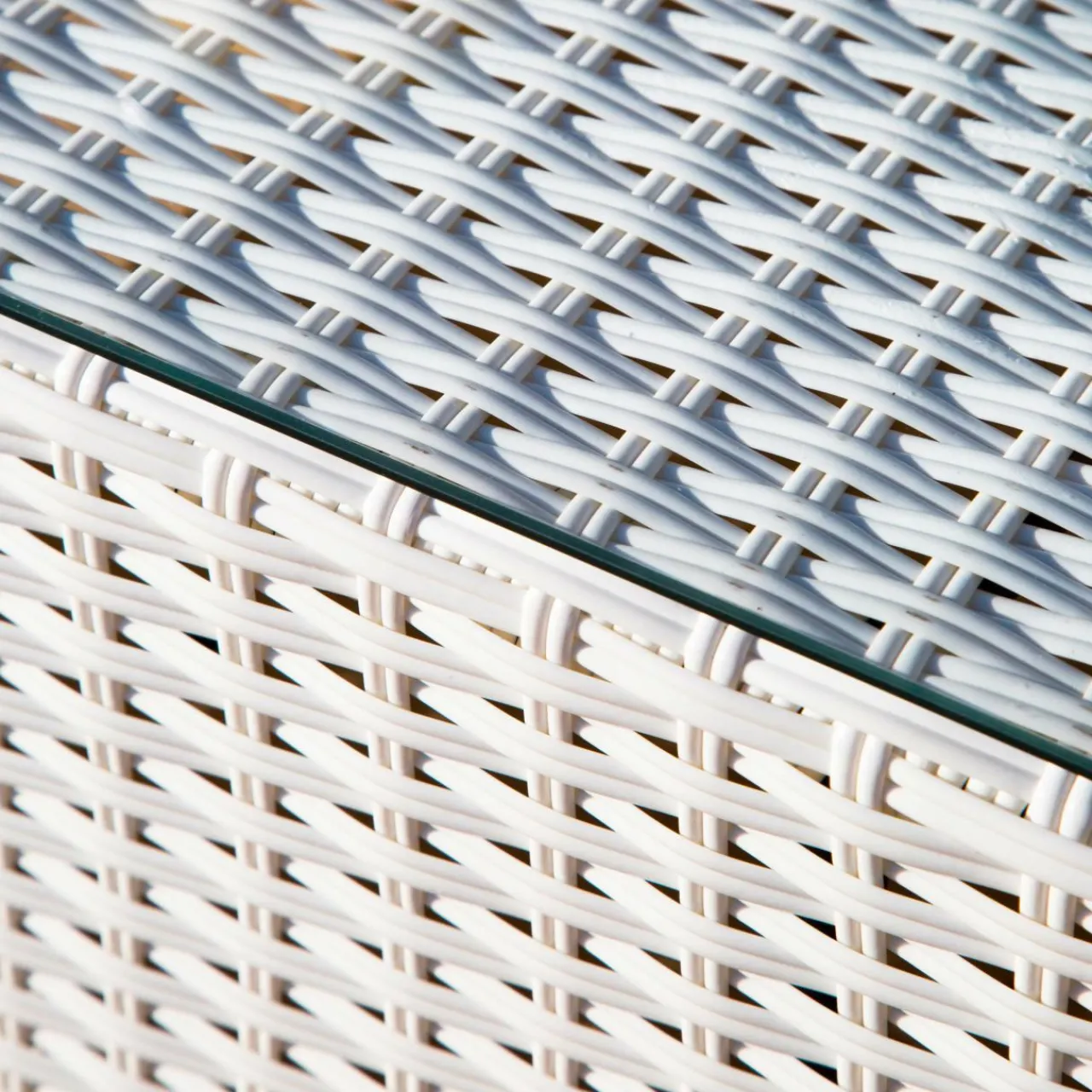 Salon De Jardin|MOBELLIA Salon de jardin en résine tressée 5 places 6 pcs Palma Blanc et taupe Tressé Blanc - Taupe