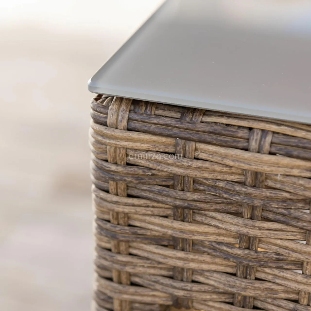 Salon De Jardin|Salon De Balcon|MOBELLIA Salon de jardin encastrable résine tressée 4 places Menorca et beige Sépia