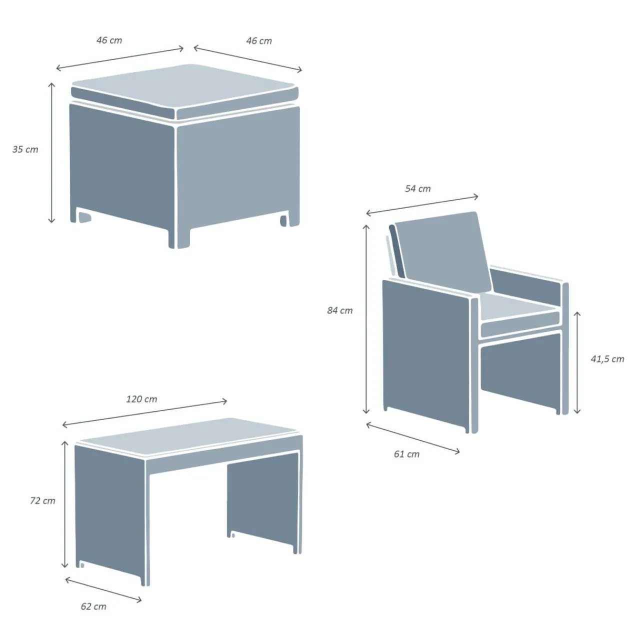 Salon De Jardin|Salon De Balcon|MOBELLIA Salon de jardin encastrable résine tressée 4 places Menorca et beige Sépia