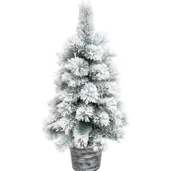Sapin Artificiel De Noël|JJA Sapin artificiel de Noël en pot (H70 cm) Windy Peak Vert enneigé Sapin enneigé