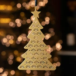 Décoration De Sapin|KAEMINGK Sapin de Noël ajouré (H13 cm) Herbes Or