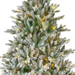 Sapin Grande Taille|Sapin Artificiel De Noël|EMINZA Sapin de Noël artificiel lumineux 560 LED (H240 cm) Allix Vert enneigé Sapin enneigé lumineux