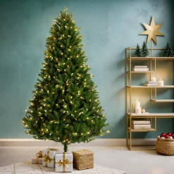 Sapin Grande Taille|Sapin Artificiel De Noël|EMINZA Sapin de Noël artificiel lumineux 520 LED (H240 cm) Barrow Vert sapin Sapin vert lumineux