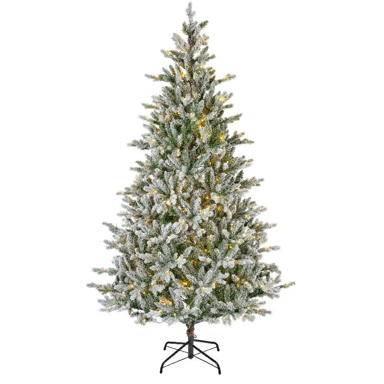Sapin Grande Taille|Sapin Artificiel De Noël|EMINZA Sapin de Noël artificiel lumineux 430 LED (H210 cm) Allix Vert enneigé Sapin enneigé lumineux