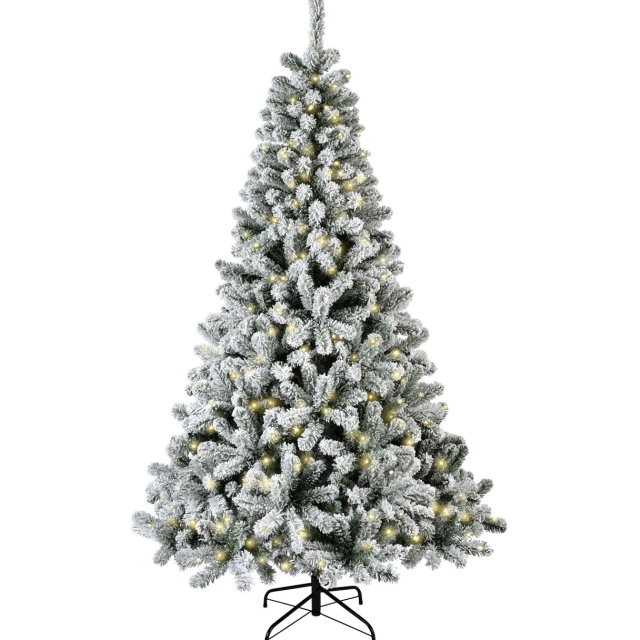 Sapin Grande Taille|Sapin Artificiel De Noël|EMINZA Sapin de Noël artificiel lumineux 400 LED (H240 cm) King Vert enneigé Sapin enneigé lumineux