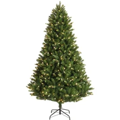 Sapin Grande Taille|Sapin Artificiel De Noël|EMINZA Sapin de Noël artificiel lumineux 400 LED (H210 cm) Barrow Vert sapin Sapin vert lumineux
